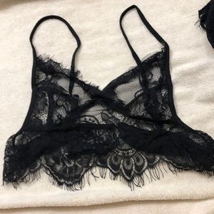 Lacey Gauzy Stretchy, Fringed lingerie set.